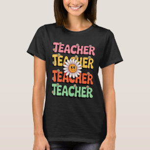 Camiseta Professor Groovy Flor de Margarida Fofo Retro Volt