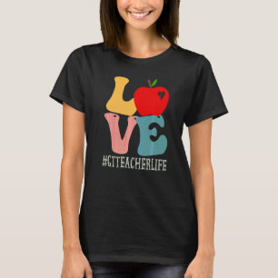 Camiseta Professor Gt Ama Maçã Groovy Retro Fofo De Volta à