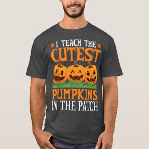 Camiseta Professor Halloween Eu Ensino As Abóboras Mais Fof