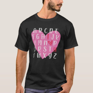 Camiseta Professor Inglês Alphabet Heart Te Ama Engraçado V