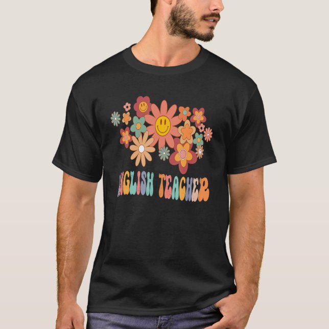 Camiseta Professor Inglês Arco-Íris De Volta À Apreciação E (Frente)