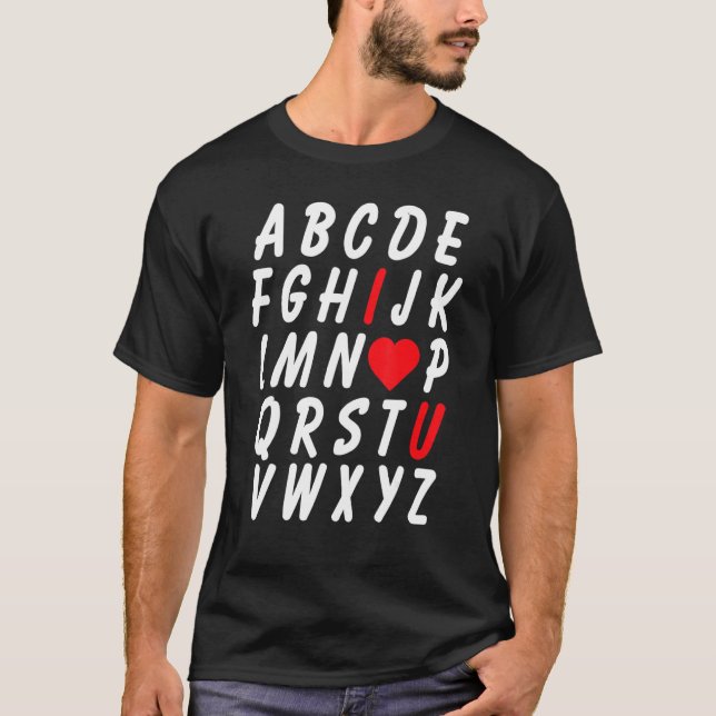 Camiseta Professor Inglês Valentine Day ABC Alphapet I Love (Frente)