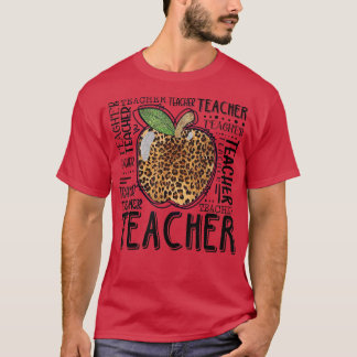 Camiseta Professor Life Apple Leopard Print Professora de v