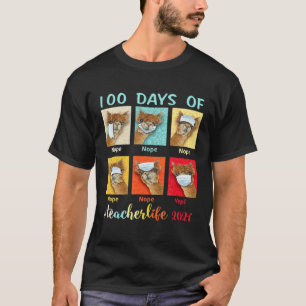 Camiseta Professor Llama de 100 Dias de Escola Usando Másca