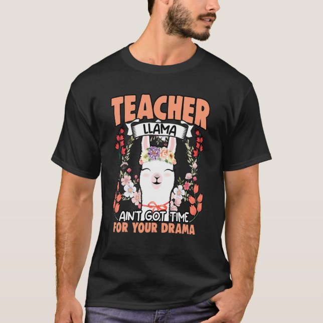 Camiseta Professor Llama Floral Drama Humor Animal Para Flo (Frente)