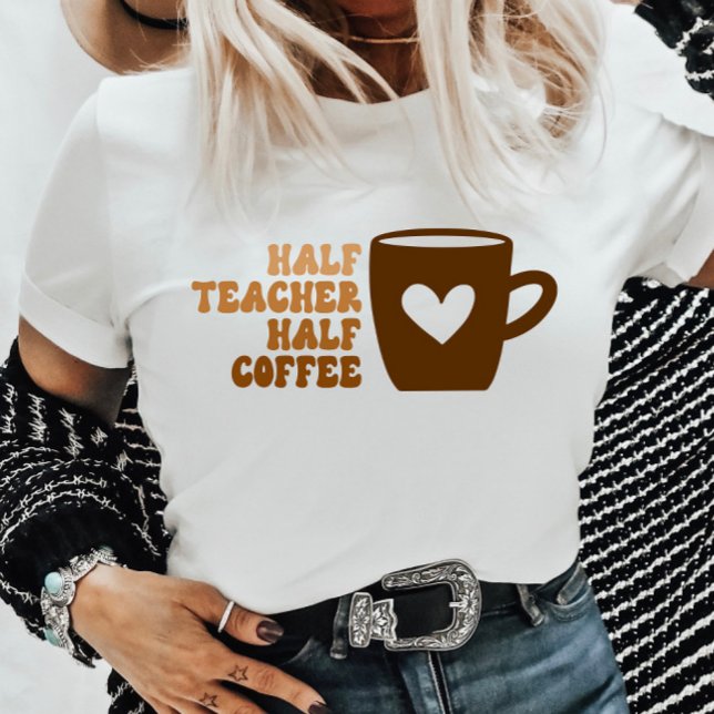 Camiseta Professor Marrom Metade Professora Meia Café Mulhe (Criador carregado)