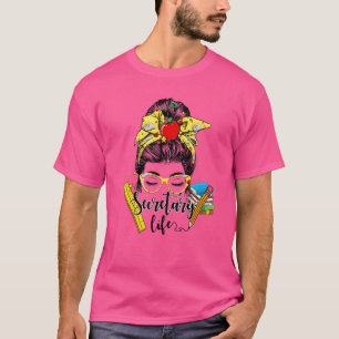 Camiseta Professor Messy Bun Feliz Primeiro Dia do Segredo 