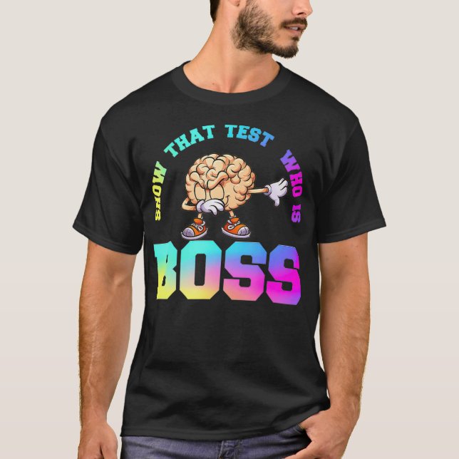 Camiseta Professor Motivational State Testing quem manda (Frente)