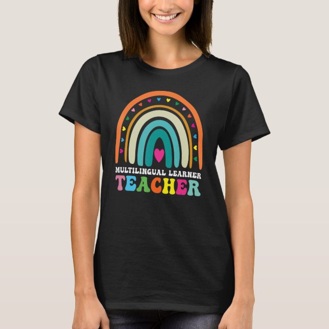 Camiseta Professor multilíngue Leopard Rainbow Multi (Frente)