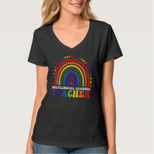 Camiseta Professor multilíngue Leopard Rainbow Multi