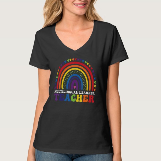 Camiseta Professor multilíngue Leopard Rainbow Multi (Frente)