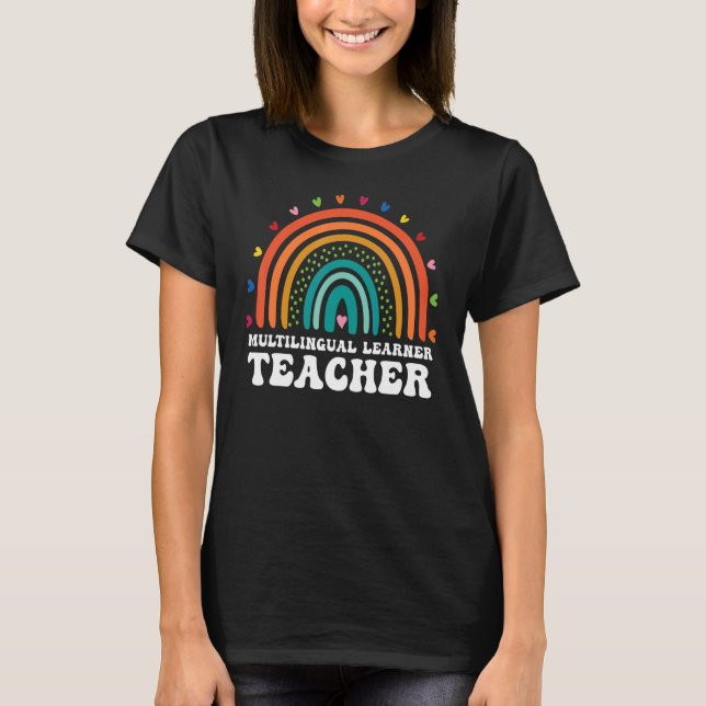 Camiseta Professor multilíngue Leopard Rainbow Multi (Frente)