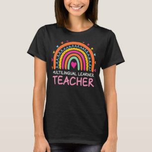 Camiseta Professor multilíngue Leopard Rainbow Multi