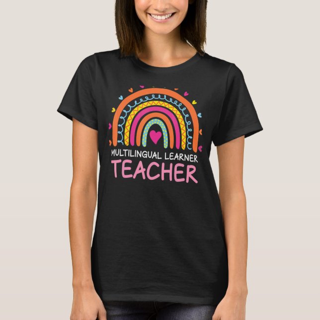 Camiseta Professor multilíngue Leopard Rainbow Multi (Frente)
