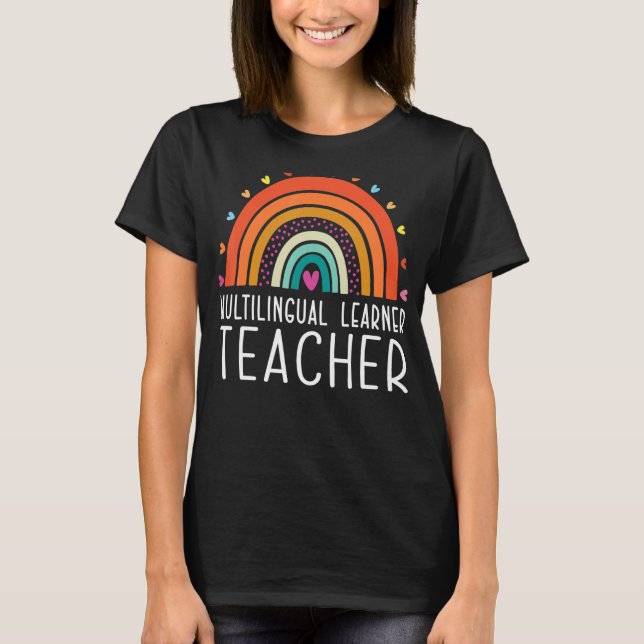Camiseta Professor multilíngue Leopard Rainbow Multi (Frente)