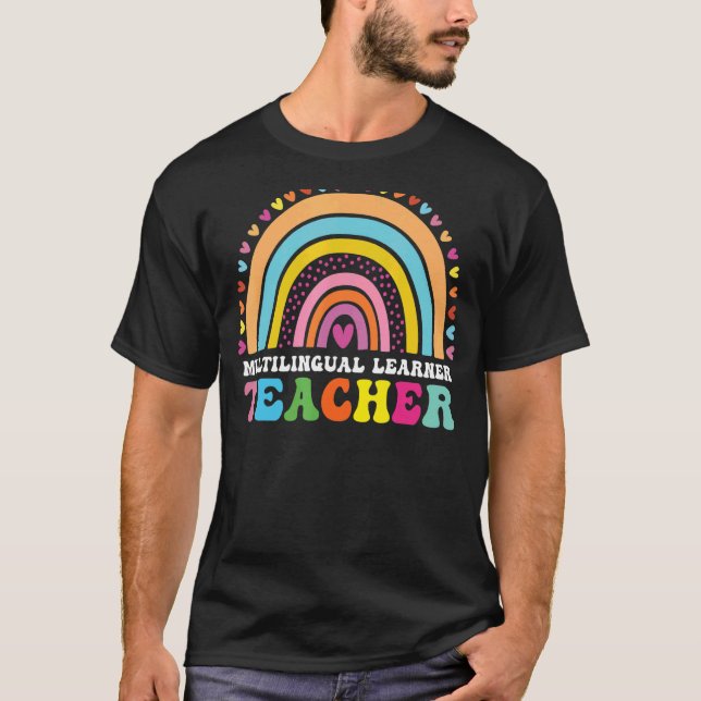 Camiseta Professor multilíngue Leopard Rainbow Multi (Frente)