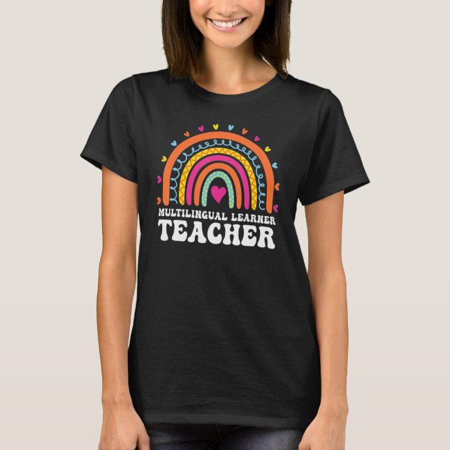 Camiseta Professor multilíngue Leopard Rainbow Multi (Frente)