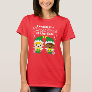 Camiseta Professor Natal Eu Ensino os Elfos Mais Fofos