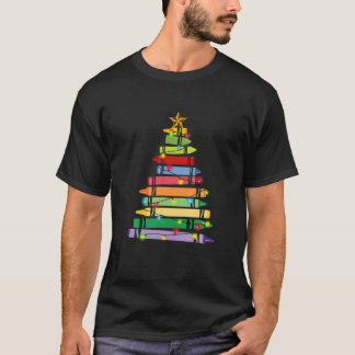 Camiseta Professor Natal T Crayon Tree Light dá presentes p