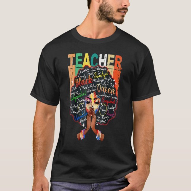 Camiseta Professor negro afro melanina retrô negro Lua (Frente)