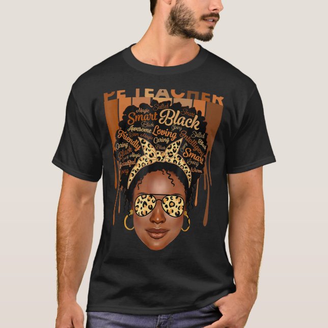 Camiseta Professor negro de PE ama melanina de leopardo (Frente)
