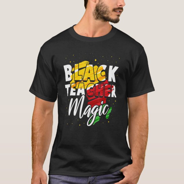 Camiseta Professor negro História negra mágica mês africano (Frente)