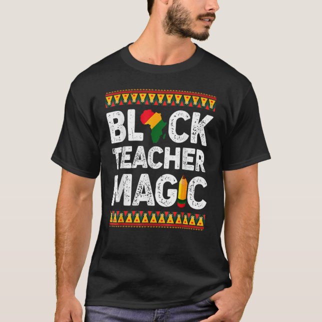 Camiseta Professor negro História negra mágica mês africano (Frente)