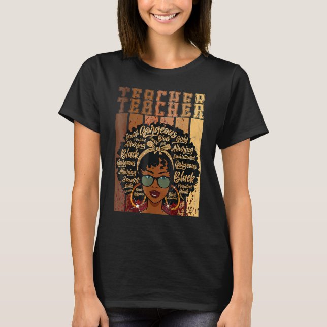 Camiseta Professor negro inteligente afro ama melanina afro (Frente)