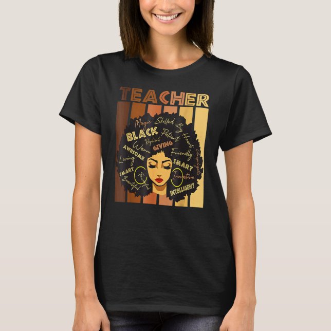 Camiseta Professor negro inteligente afro ama melanina afro (Frente)