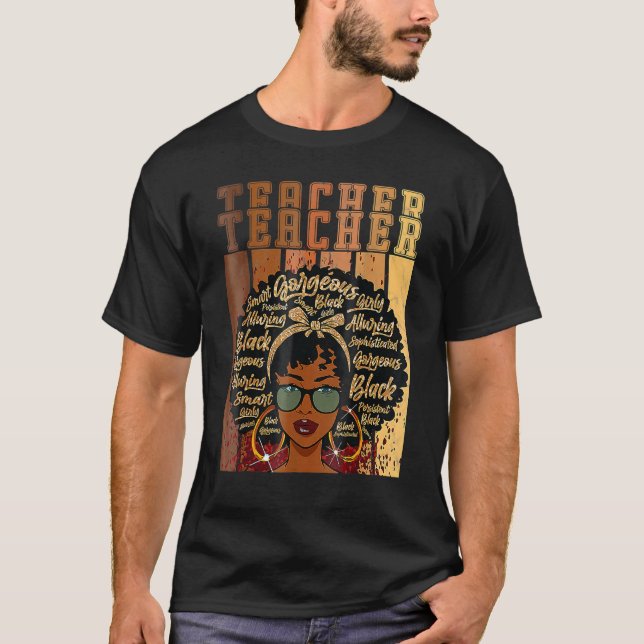 Camiseta Professor negro inteligente afro ama melanina afro (Frente)