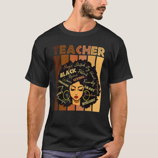Camiseta Professor negro inteligente afro ama melanina afro (Frente)