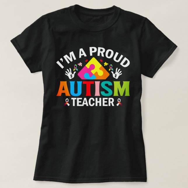 Camiseta Professor orgulhoso de estudantes de autismo (Frente do Design)