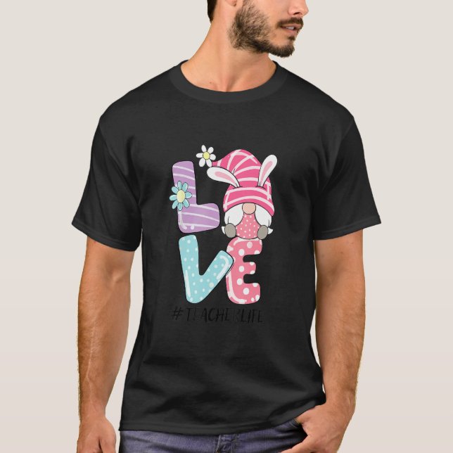 Camiseta Professor Páscoa de vida Gnomo Bunny Love Páscoa T (Frente)