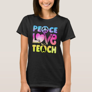 Camiseta Professor Peace Love Teach First Day Back To Schoo