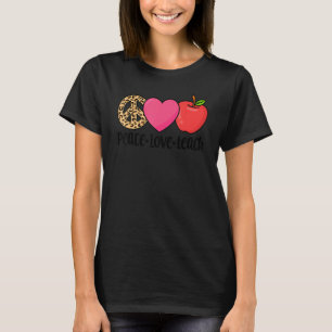 Camiseta Professor Peace Love Teach First Day Back To Schoo