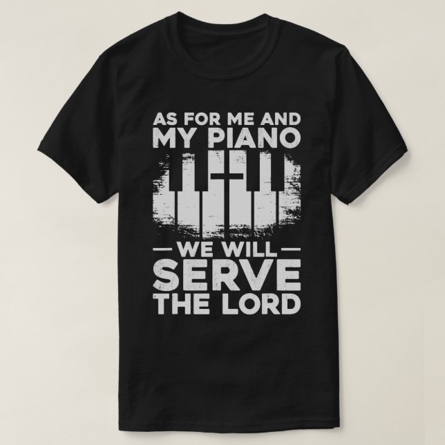 Camiseta Professor Piano Pianista Faith Christian Cross Key (Frente do Design)