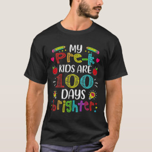 Camiseta Professor Pré-k 100 Dias Mais Brilhante 100º Dia d