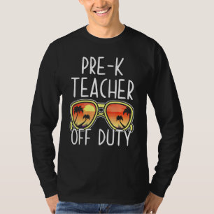 Camiseta Professor Pré-K Desligado Óculos de sol Férias de