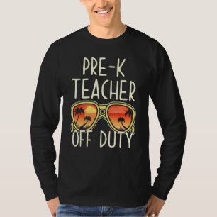 Camiseta Professor Pré-K Desligado Óculos de sol Férias de