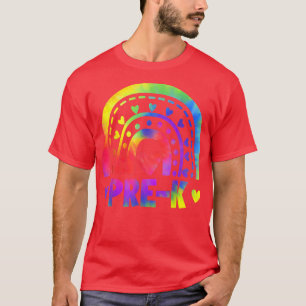 Camiseta Professor Pré-K Estudante Tie Dye Rainbow Engraçad