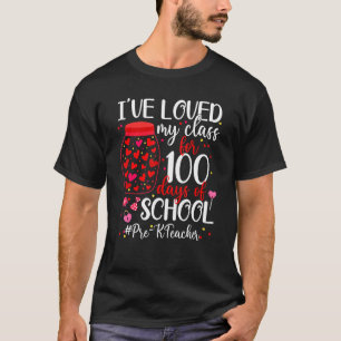 Camiseta Professor Pré-K, eu amo minha turma por 100º dia