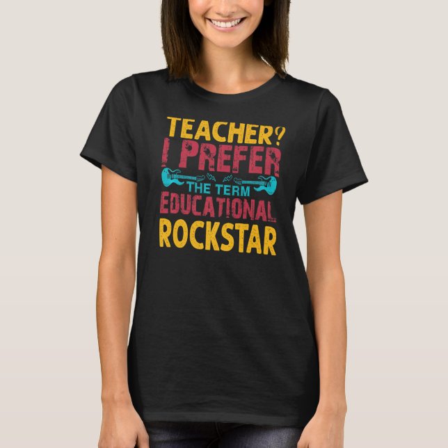 Camiseta Professor, Prefiro O Termo Educação Rockstar - Div (Frente)