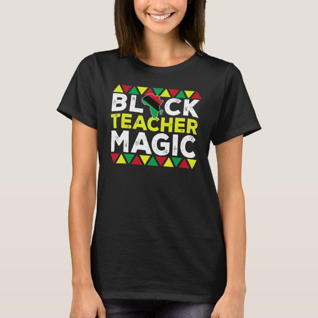 Camiseta Professor Preto Magic Melanin Pride Orgulho Negro  (Frente)