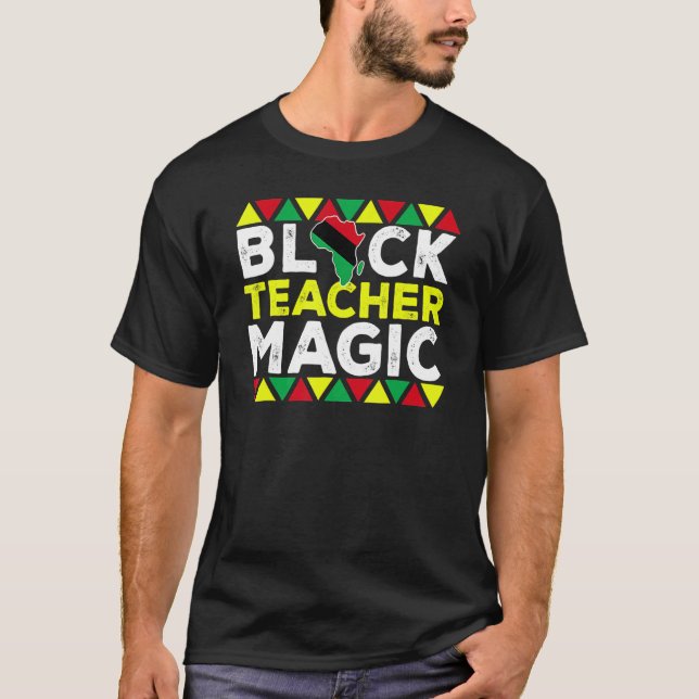 Camiseta Professor Preto Magic Melanin Pride Orgulho Negro  (Frente)