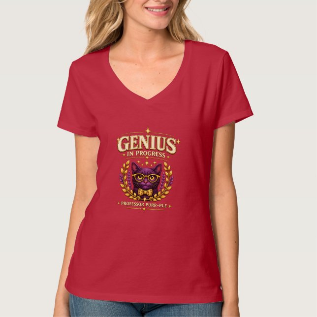 Camiseta Professor Purr-Ple™ – Gênio em Progresso (Frente)