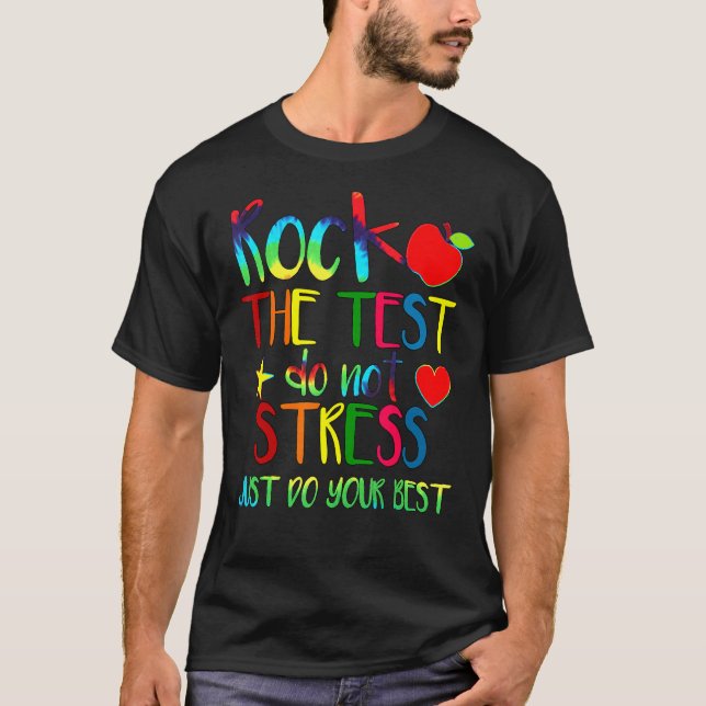 Camiseta Professor Que Testa Rock The Test Enaching Stuachi (Frente)