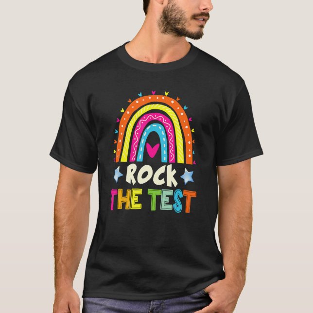 Camiseta Professor Que Testa Rock The Test Enaching Student (Frente)