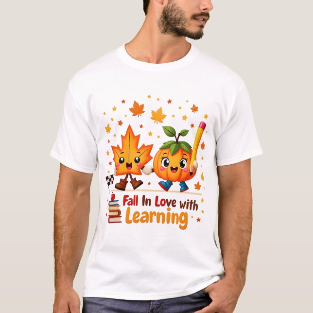 Camiseta Professor Retro Cai Png, Cai apaixonado por aprend (Frente)