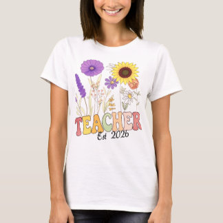 Camiseta Professor Retro com Flores - Professora Bonita App