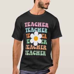 Camiseta Professor Retro Daisy Colorida Escola Primária Chá